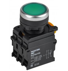 Кнопка с подсвет. и фикс. d=22мм 1NO+1NC зелёная MASTER  MI-BT60-11TD-3-11-K06  IEK