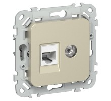 FLITE Розетка 2-ая RJ45/TV кат.5Е UTP РКТВ5е-2-0-ФлШ шампань  FI-AK22-1-K37  IEK