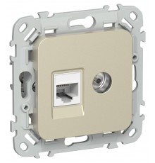 FLITE Розетка 2-ая RJ45/TV кат.5Е UTP РКТВ5е-2-0-ФлШ шампань  FI-AK22-1-K37  IEK