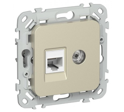 FLITE Розетка 2-ая RJ45/TV кат.5Е UTP РКТВ5е-2-0-ФлШ шампань  FI-AK22-1-K37  IEK