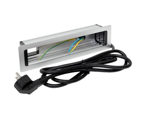 Встраиваемый настольный розеточный блок, 10 модулей, C-Line металлик  cl-vnbin-10-s  EKF