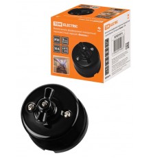 Выключатель фарфоровый поворотный перекрёстный с ручкой (бантик) 10А черный "Болонь"  SQ1820-0214  TDM