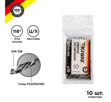 Сверло по металлу 5,0 мм HSS (10 шт. в упаковке) DIN 338  KR-91-0618  Kranz