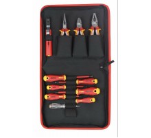 Набор диэлектрических отверток, бокорезов, плоскогубцев, длинногубцев, стриппера и тестера в сумке  41381104  Felo