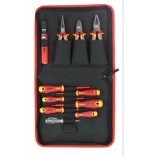 Набор диэлектрических отверток, бокорезов, плоскогубцев, длинногубцев, стриппера и тестера в сумке  41381104  Felo