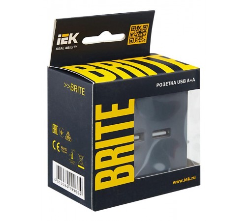BRITE Розетка USB A+A 3,1А РЮ10-1-БрМ маренго  BR-U21-D31-K35  IEK