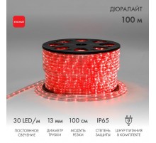 Дюралайт LED, постоянное свечение (2W) - красный, 30 LED/м, бухта 100м  121-122-6  NEON-NIGHT