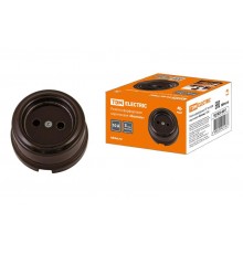 Розетка фарфоровая 2П 10А 250В коричневая "Болонь"  SQ1820-0411  TDM