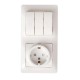 Glossa Белый Блок: Розетка с заземлением со шторками и 3-кл. Выключатель  GSL000178  SE