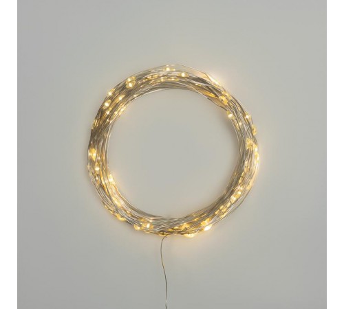 Гирлянда Роса 10м, 100LED, цвет свечения теплый белый, IP44, на батарейках 3хАА, с пультом 8 режимов  303-256  NEON-NIGHT