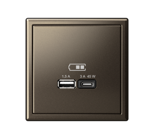 ArtGallery Мокко Розетка USB A + тип-C 45Вт высокоскор.заряд. QC, PD, механизм  GAL000629  SE