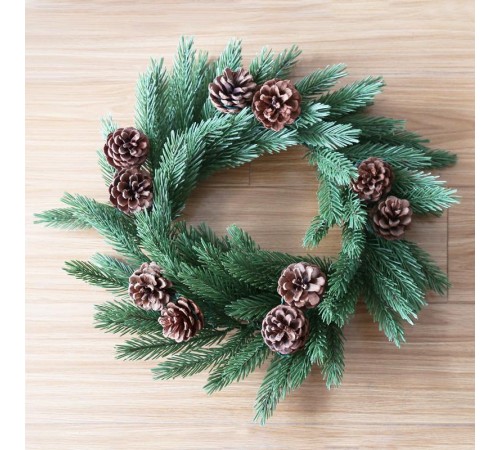 Еловый венок с шишками  45см, Литой  307-144  NEON-NIGHT