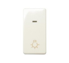 Simon 27 Выключатель 1-кл кнопочный с подсветкой, с пиктограммой "лампа", узкий модуль, 10А 250В, S2  27161-61  Simon