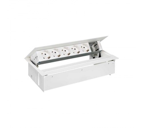 Simon S400 Врезной розеточный блок с крышкой и мет. вводом, 5x2P+E, 1 пустое отверcтие, белый, Simon 400  45605000-130  Simon