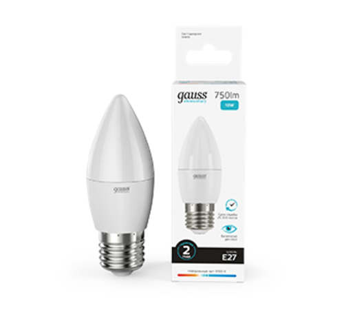 Лампа светодиодная Elementary Свеча 10W 750lm 4100K E27 LED 1/10/100  30220  Gauss