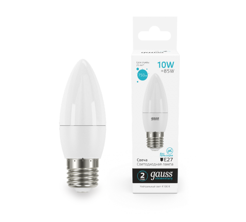 Лампа светодиодная Elementary Свеча 10W 750lm 4100K E27 LED 1/10/100  30220  Gauss