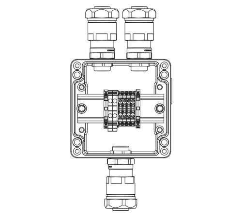 Коробка клеммная из алюминия: клеммы 2,5 кв.мм. -6 шт: А,С:ввод D8-13мм в металлорукаве Dt 20мм. Ni -3 шт.  1201.121.20.015  DKC