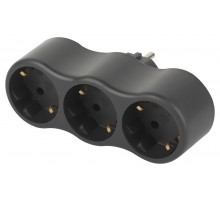 Разветвитель электрический ЭРА SPx-3e-B на 3 розетки с заземлением 16А черный  Б0059723  ЭРА