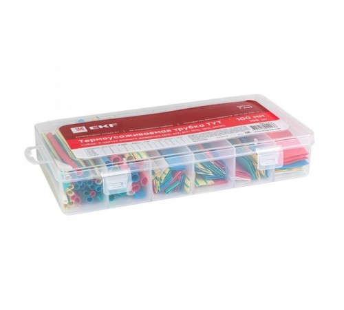 Набор ТУТ нг бокс: 5 цветов разного диаметра (4/2; 6/3; 8/4; 10/5; 12/6; 20/10) 105шт. 100мм. EKF PROxima  tut-n-5-r  EKF