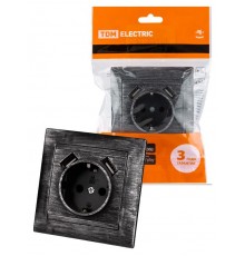 Розетка 2П+З 16А 250В + 2 USB порта 2,1А 5В старинное серебро "Лама"  SQ1815-0669  TDM