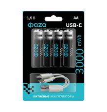 Аккумулятор литиевый    АА 3000 mWh USB BL-4  .5061606  ФАZА