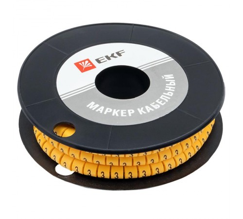 Маркер-кабельный 2,5кв.мм "3" (1000шт.) (ЕС-1) EKF PROxima  plc-KM-2.5-3  EKF