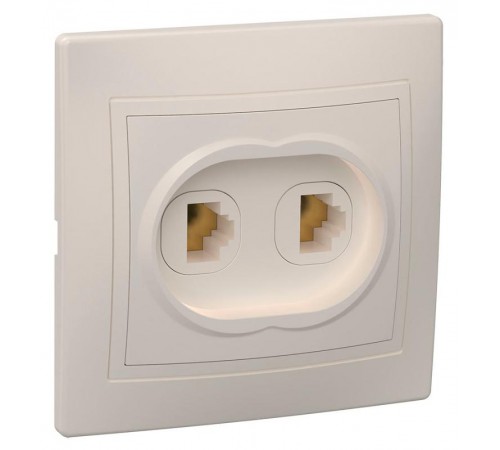 КВАРТА кремовый Розетка 2-местная телефонная РТ12-ККм  ETK20-K33-DM  IEK