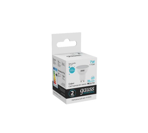 Лампа светодиодная LED Elementary MR16 GU10 7W 550lm 4100К  13627  Gauss
