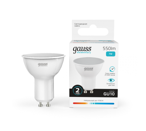 Лампа светодиодная LED Elementary MR16 GU10 7W 550lm 4100К  13627  Gauss