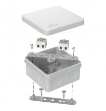 Коробка огнестойкая для о/п двухкомпонентная 60-0210-FR2.5-4 Е15-Е120 RAL7035 80х80х40 серая  60-0210-7035-FR2.5-4  Промрукав