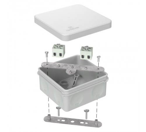 Коробка огнестойкая для о/п двухкомпонентная 60-0210-FR2.5-4 Е15-Е120 RAL7035 80х80х40 серая  60-0210-7035-FR2.5-4  Промрукав