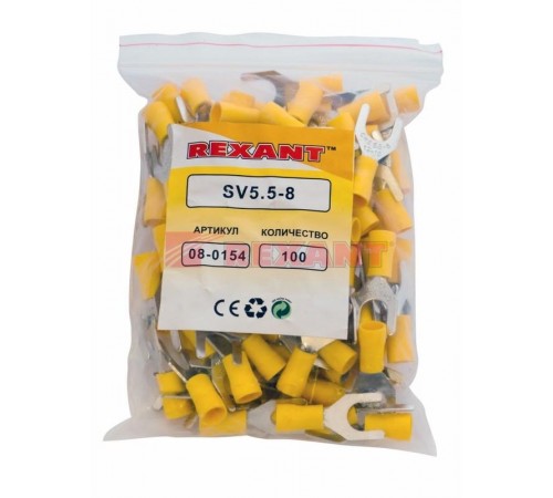 Наконечник вилочный изолированный 8.4 мм 4-6 мм (НВи 6.0-8) желтый  08-0154  REXANT