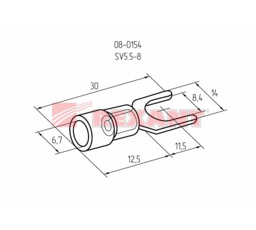 Наконечник вилочный изолированный 8.4 мм 4-6 мм (НВи 6.0-8) желтый  08-0154  REXANT