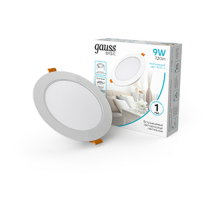 Светильник  Basic Downlight круг 9W 720lm 4000K 170-260V IP20 120*26 белый LED 1/100  9030420209  Gauss