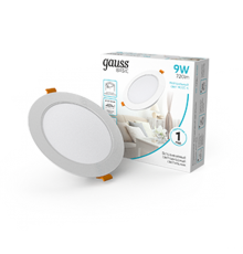 Светильник  Basic Downlight круг 9W 720lm 4000K 170-260V IP20 120*26 белый LED 1/100  9030420209  Gauss