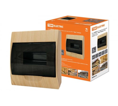 Бокс пластиковый навесной ЩРН-П-8 модулей  IP41 "Эко" (сосна)   SQ0901-0014  TDM