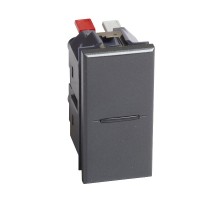 Axolute. Кнопка аксиальная одноклавишная 10А 250В. Автоматические клеммы. 1 модуль. Цвет Антрацит  HS4005AN  Legrand