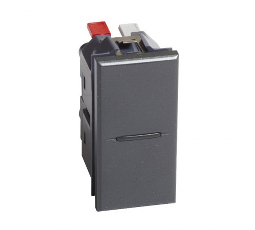 Axolute. Кнопка аксиальная одноклавишная 10А 250В. Автоматические клеммы. 1 модуль. Цвет Антрацит  HS4005AN  Legrand