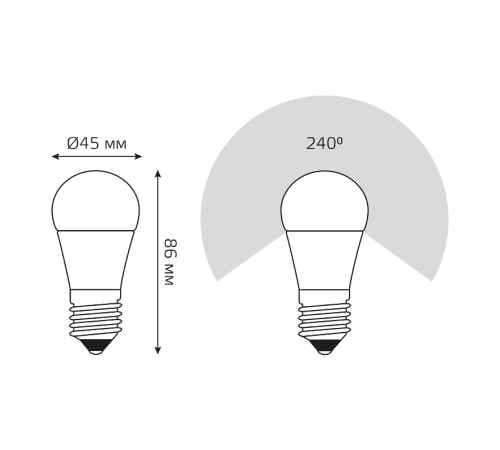 Лампа светодиодная LED 7Вт E27 220В 3000К шар, диммируемая  105102107-D  Gauss