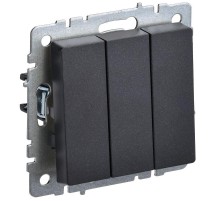 BRITE Выключатель 3-клавишный 10А ВС10-3-0-БрЧ черный  BR-V30-0-10-K02  IEK