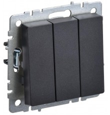 BRITE Выключатель 3-клавишный 10А ВС10-3-0-БрЧ черный  BR-V30-0-10-K02  IEK