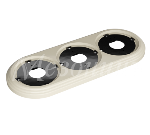 Рамка трехместная пластиковая, 234x92x14 мм, цвет - слоновая кость, серия УСАДЬБА, ТМ МЕЗОНИНЪ