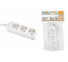 Удлинитель народный УН03  3 гнезда, 1,5метра, с/з, ПВС 3х0,75мм2  10А/250В  SQ1303-1000  TDM