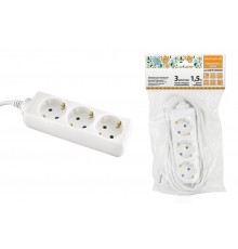 Удлинитель народный УН03  3 гнезда, 1,5метра, с/з, ПВС 3х0,75мм2  10А/250В  SQ1303-1000  TDM