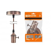 Патрон Е27 с выключателем с подвесом 1 м, металлический "Лофт", медь  SQ0335-0075  TDM