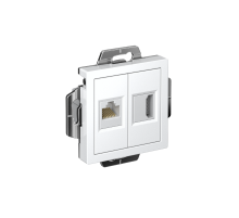 AtlasDesign Белый Розетка 2-ая HDMI+RJ45, кат.5Е, механизм  ATN000182  SE