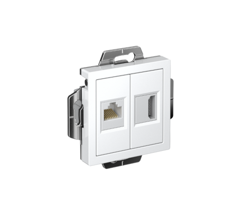 AtlasDesign Белый Розетка 2-ая HDMI+RJ45, кат.5Е, механизм  ATN000182  SE