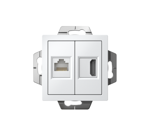 AtlasDesign Белый Розетка 2-ая HDMI+RJ45, кат.5Е, механизм  ATN000182  SE
