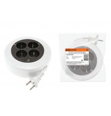 Удлинитель-рулетка УХ10-104 бело-черная 10 метров, 4 гнезда, ПВС 2х0,75 10А/250В  SQ1303-0505  TDM