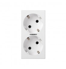 Simon CIMA 500 Розетка дв. 2P+E Schuko, шторки, индикатор, 16А 250В, клеммы: зажим+1Click, 50х100мм, 500 CIMA, бел  50010432-030  Simon
